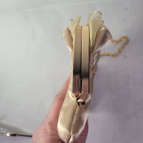 Chic Satin Clutch with Gold Chain - Picture 3 of 9